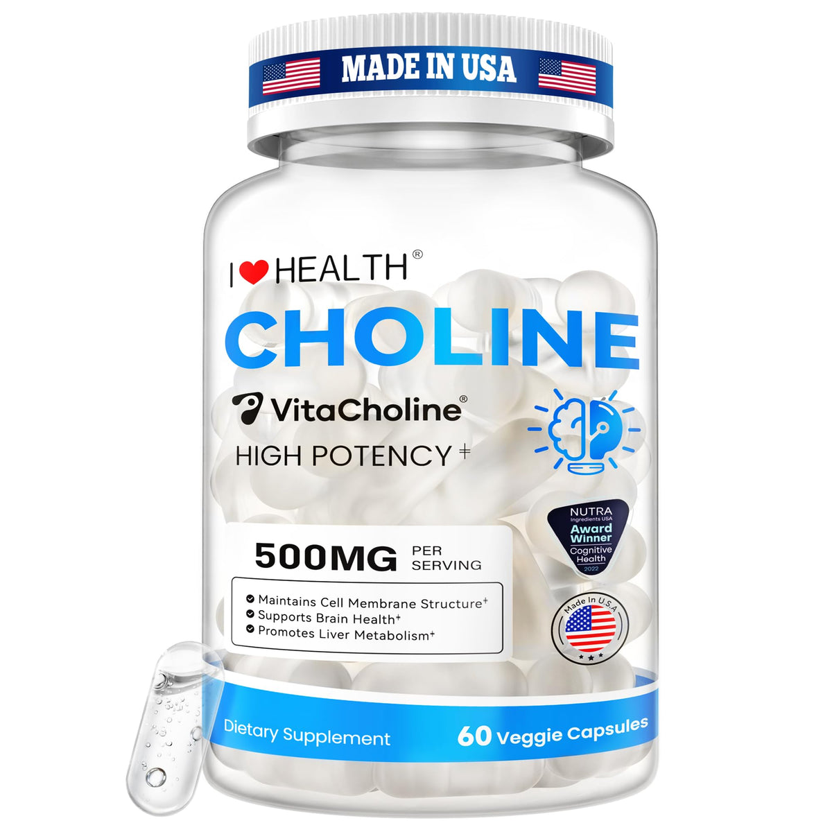 I LOVE HEALTH VitaCholine 500mg 60 capsules vue avant