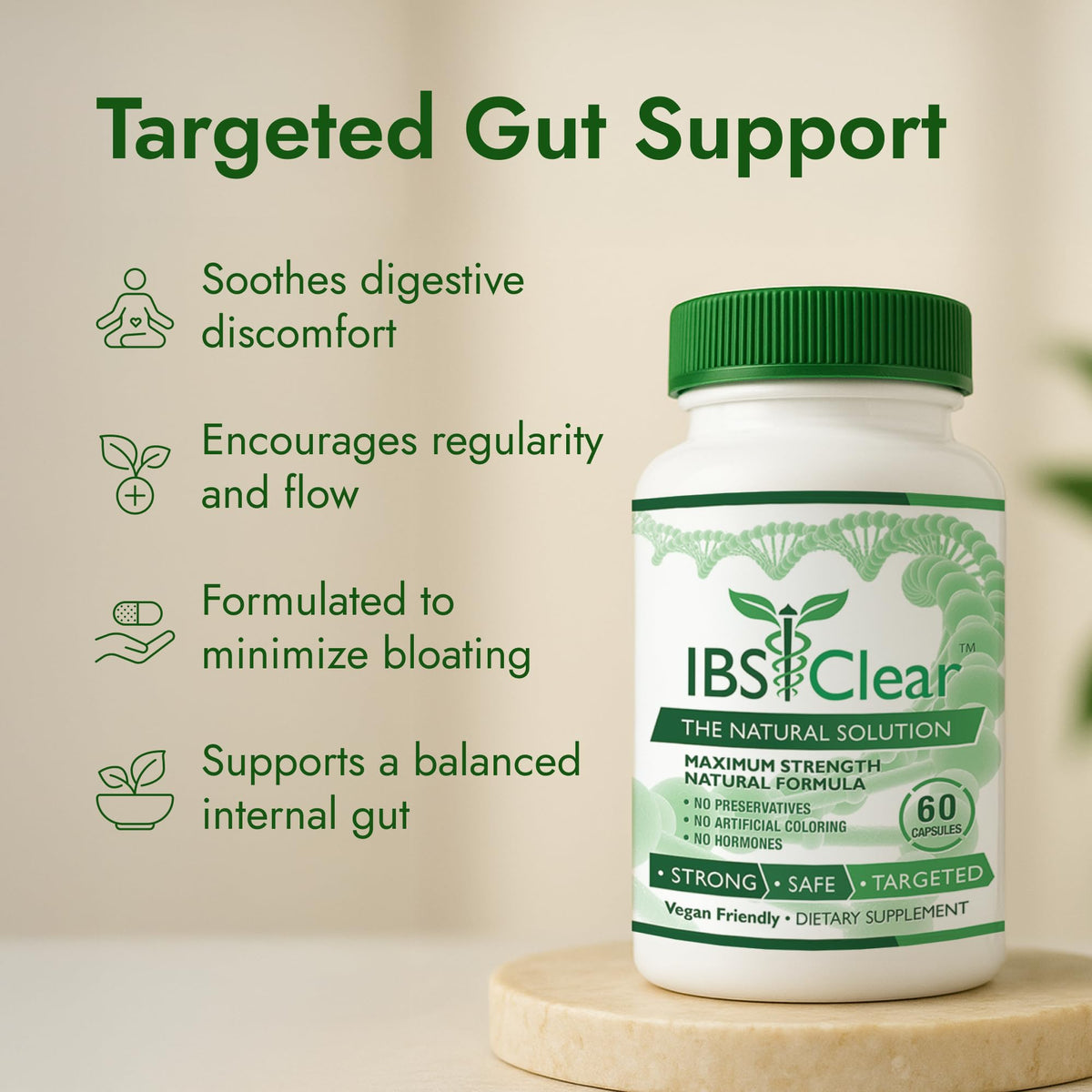 IBS Clear capsules sur une table