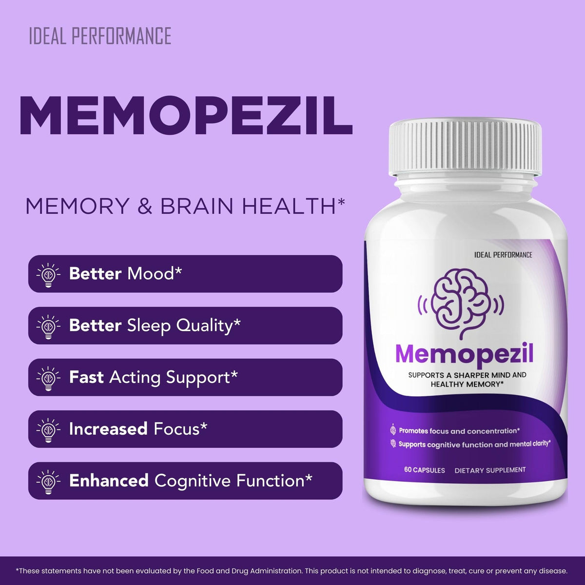 IDEAL PERFORMANCE capsules Memopezil 60 capsules ouvertes montrant le contenu