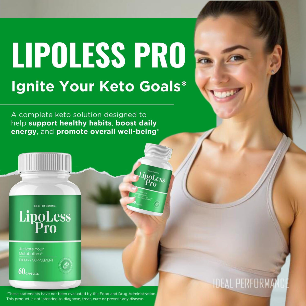 IDEAL PERFORMANCE Lipo Less Capsules - vue arrière du packaging