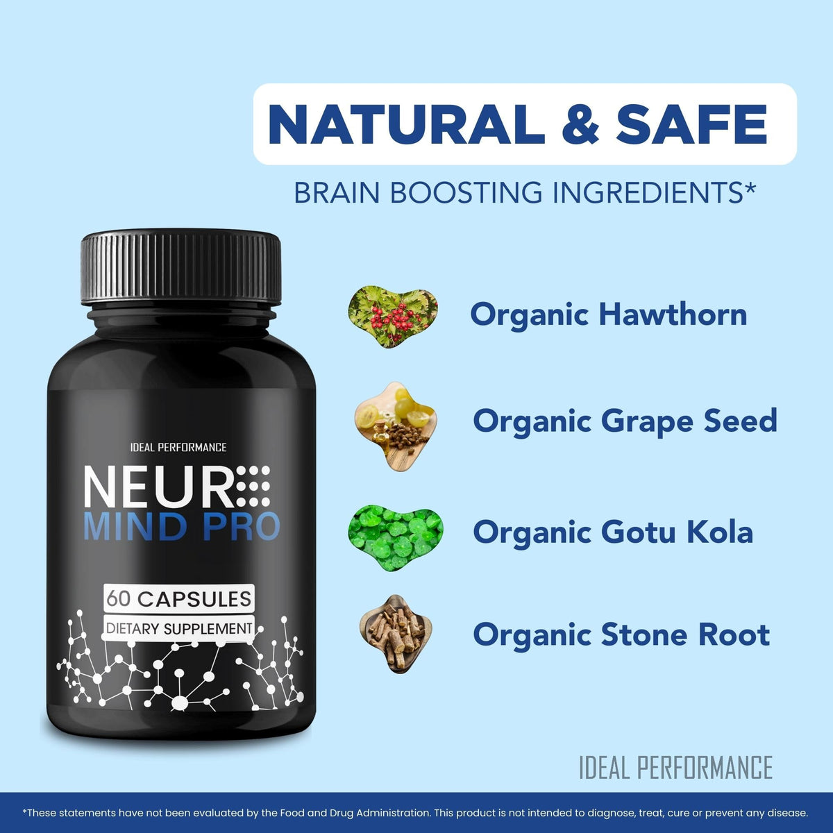 IDEAL PERFORMANCE MindPro Capsules 136g avec d'autres compléments