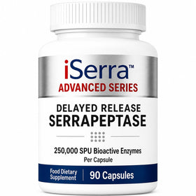 iEnzymes iSerra Serrapeptase 250,000 SPU capsules, boîte et étiquette