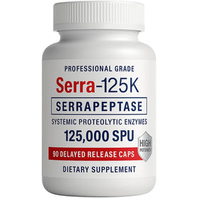 iEnzymes Serrapeptase 125,000 SPU capsules devant un fond blanc