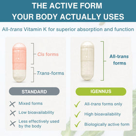Igennus Complexe de Vitamine K 90 Capsules, étiquette détaillée
