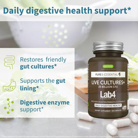 Igennus Live Cultures+ Lab4 capsules à l'intérieur de la boîte