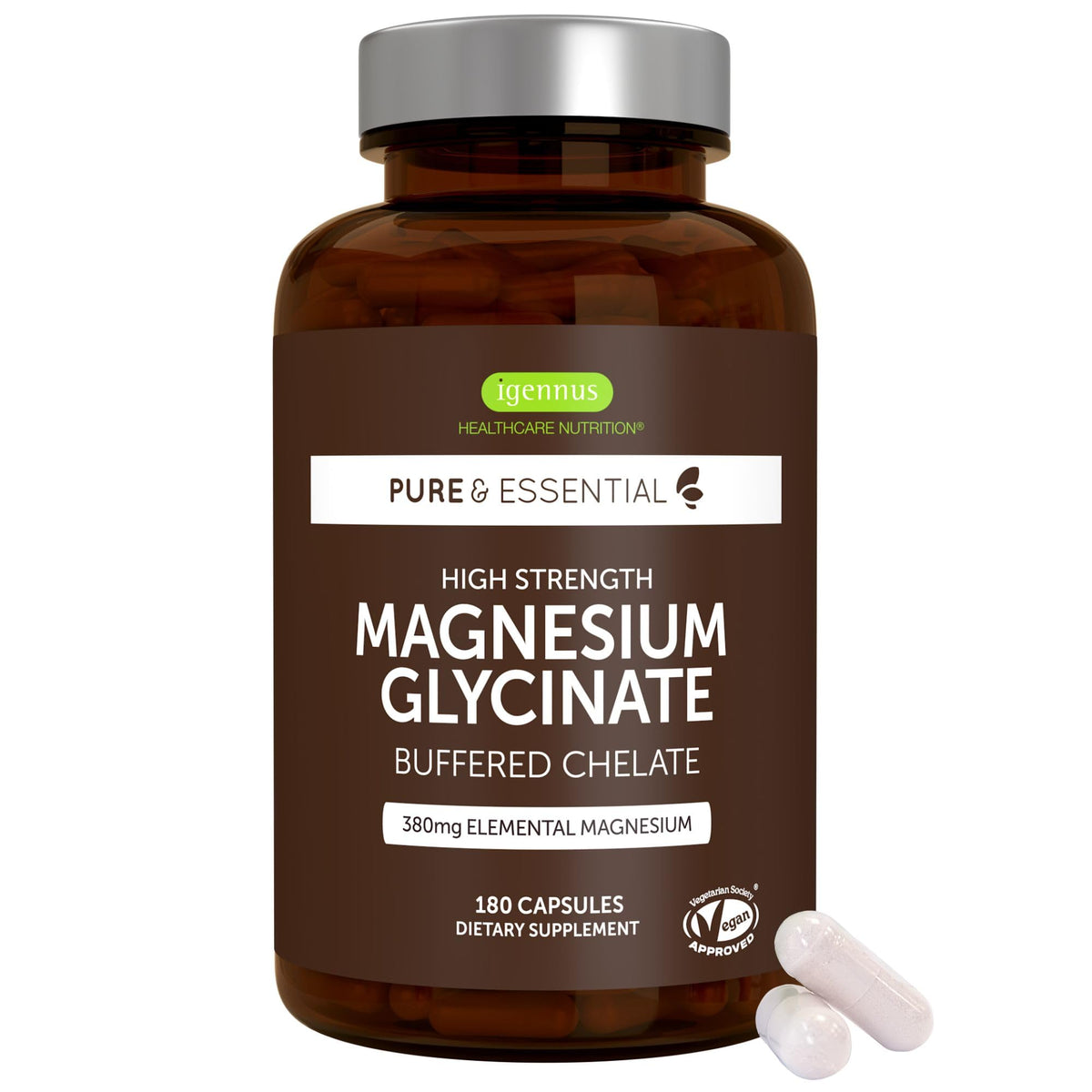 Igennus Magnésium Glycinate 380mg 180 capsules vue de face