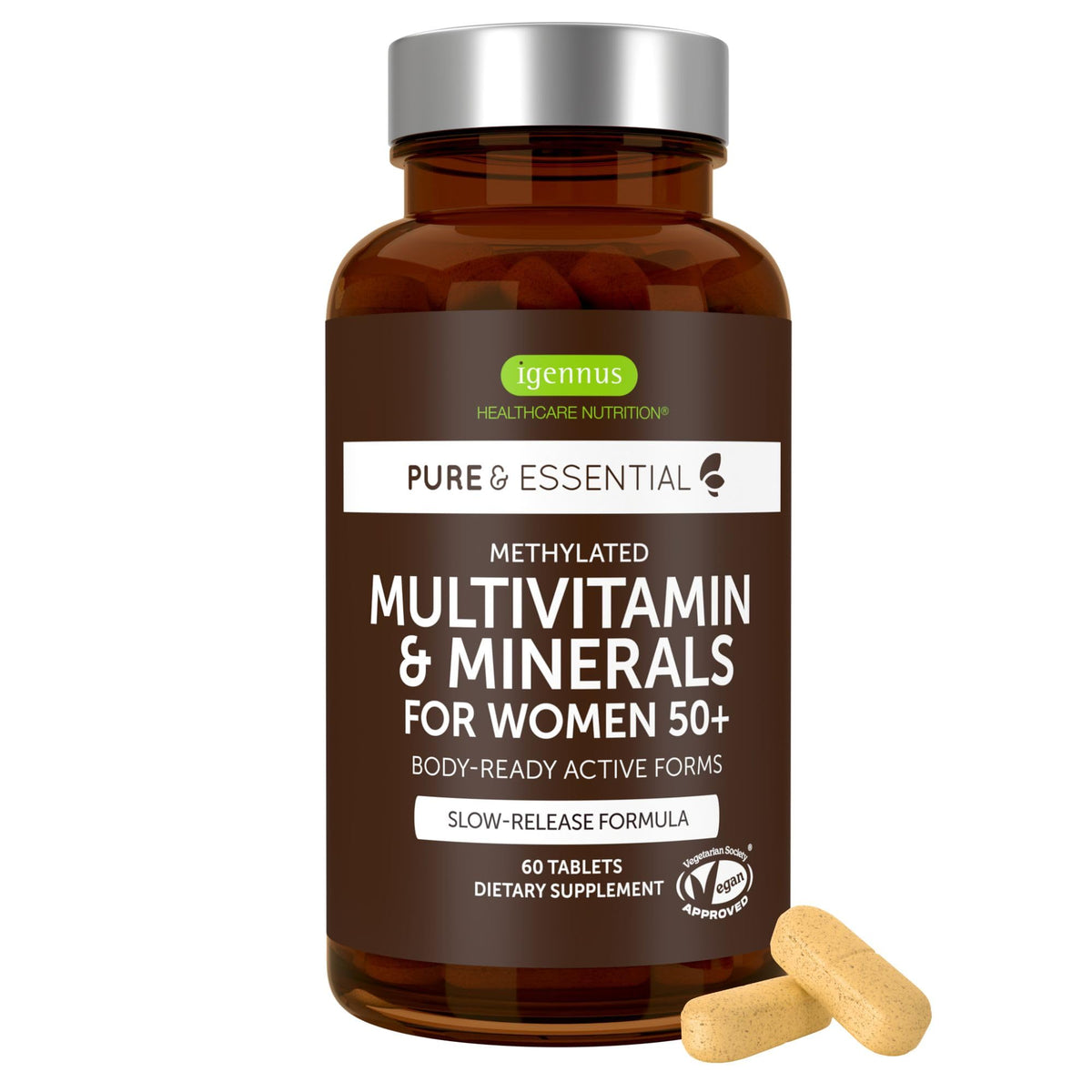 Igennus Multivitamine Methylée Femmes 50+ vue avant de l'emballage