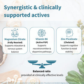 Igennus Neurobalance Zinc Magnésium B6 vu de côté sur une table