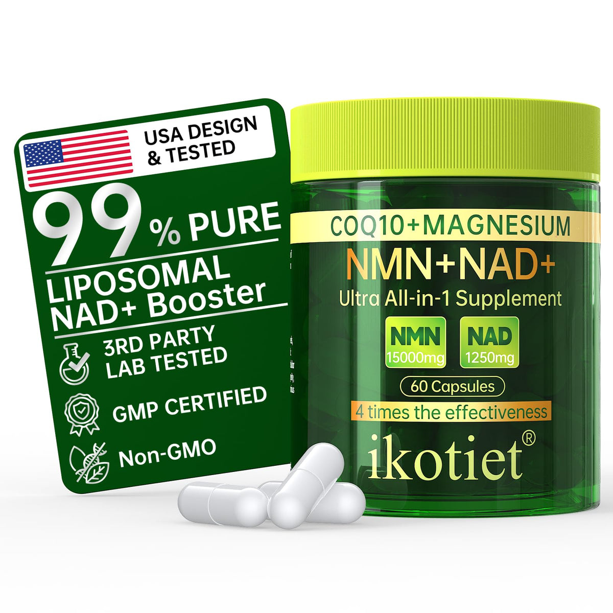 ikotiet Liposomal NAD+ 60 capsules vue de face
