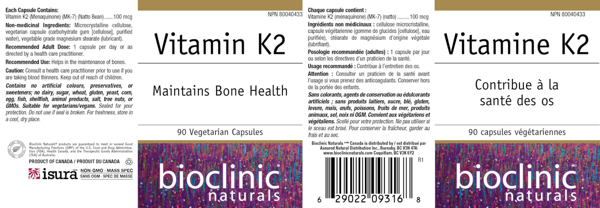 Illustration de Bioclinic Naturals Vitamine K2 100 mcg gélules
