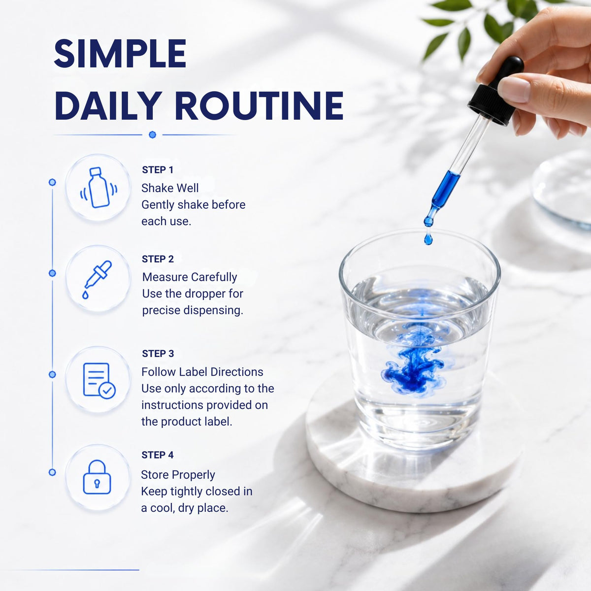 Illustration de l'internalisation de Methylene Blue dans une routine quotidienne