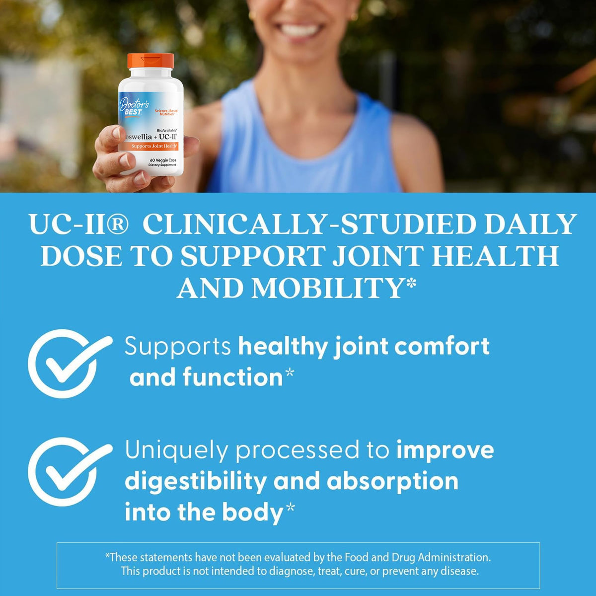 Illustration de l'utilisation des capsules Doctor's BEST Boswellia UC-II