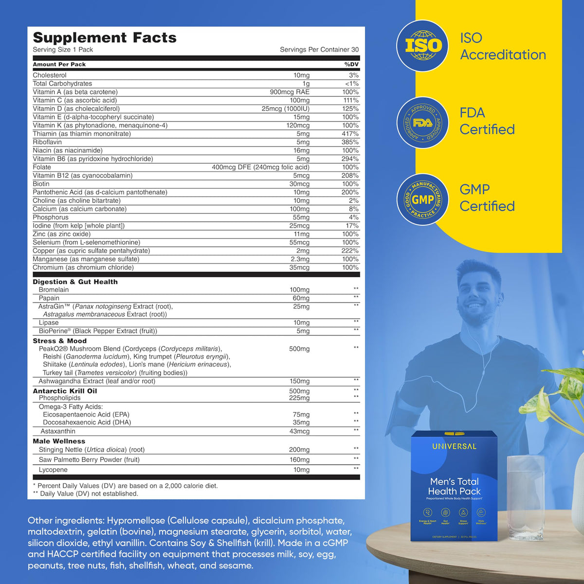 Illustration des bienfaits des Multivitamines Total Health Homme Universal U