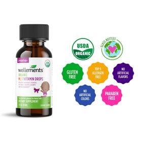 Illustration des ingrédients naturels dans les gouttes multivitamines