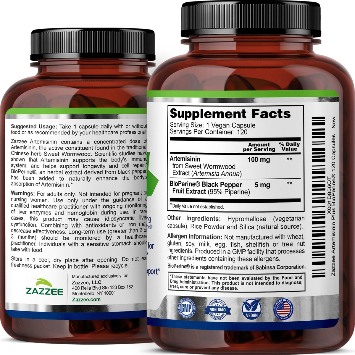 Image des capsules d'Artemisinin Zazzee sur une table