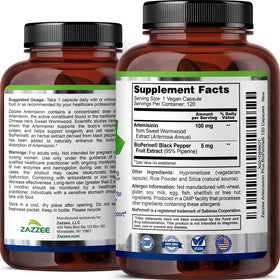 Image des capsules d'Artemisinin Zazzee sur une table