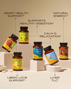 Image des Capsules de Grenade Herb Pharm sur une table en bois