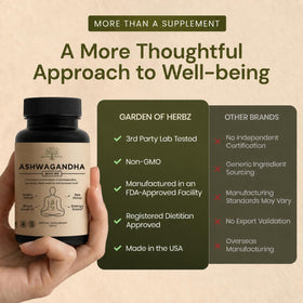 Image du flacon de Garden of Herbz avec capsules d'ashwagandha