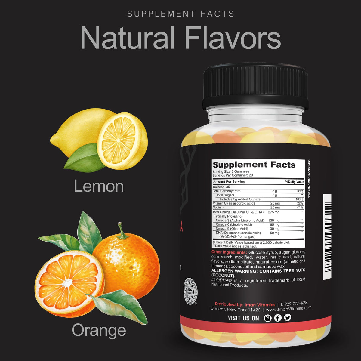 Iman Vitamins Gummies Halal Omega 3, portion individuelle
