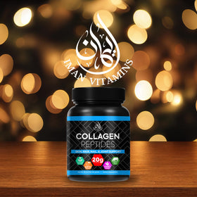 Iman Vitamins Poudre de Collagène Halal 572g à côté d'autres compléments