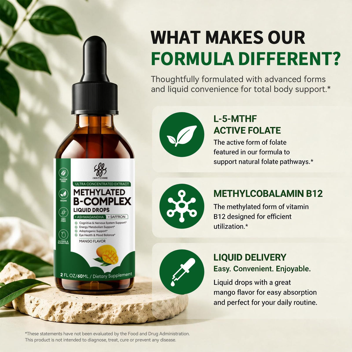 iMATCHME Complexe de Vitamines B Méthylées 5000 mcg B12 étiquette