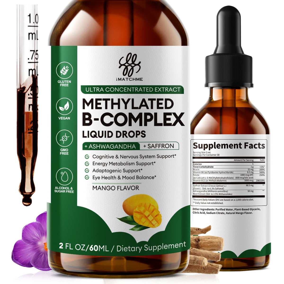 iMATCHME Complexe de Vitamines B Méthylées 5000 mcg B12 face avant