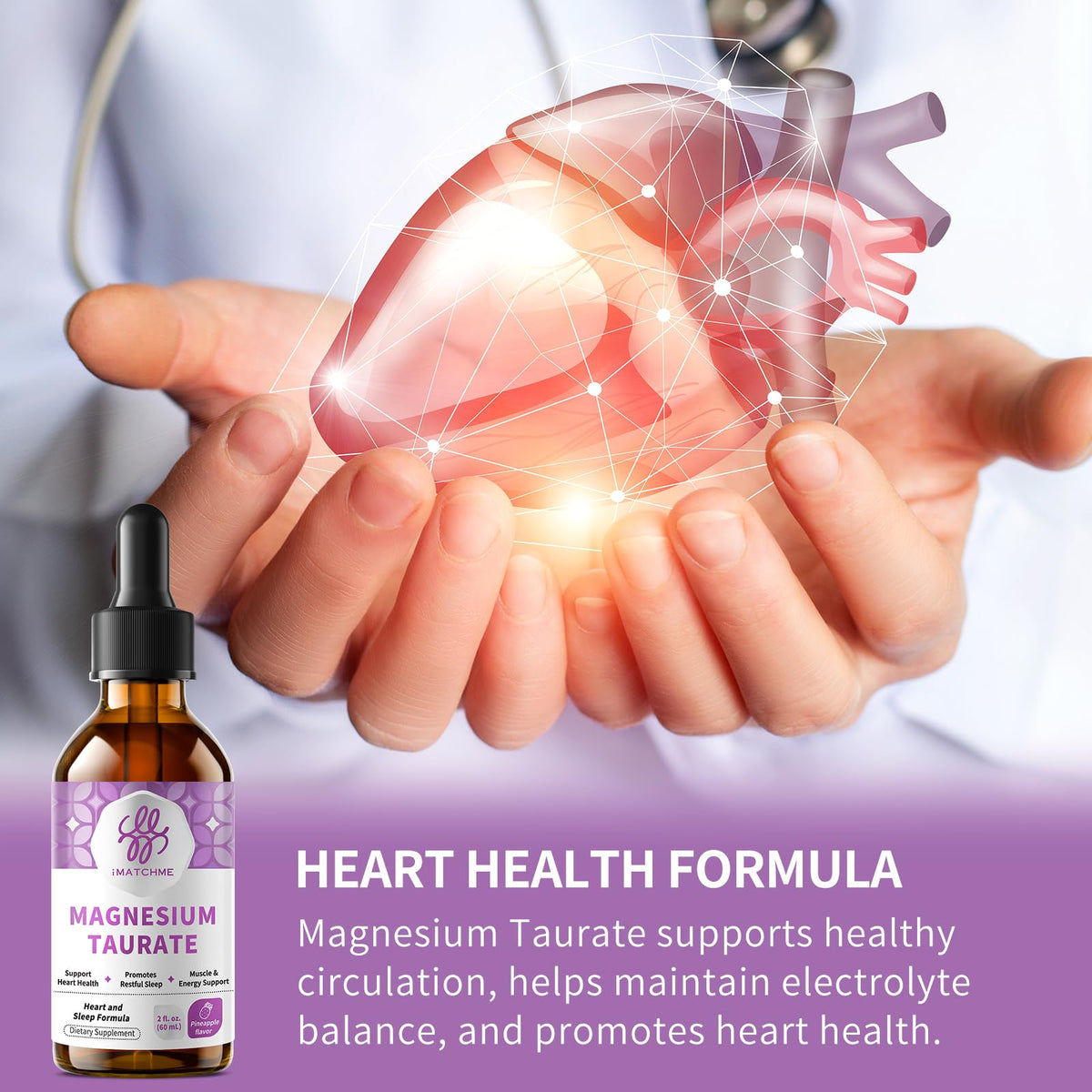 iMATCHME Gouttes de Magnésium Taurate 60 ml avec verre d'eau