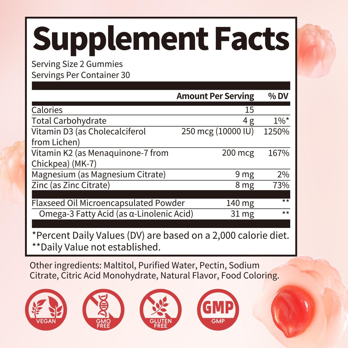 iMATCHME Gummies D3 K2 10 000 UI 200 mcg 120 pièces - utilisation quotidienne
