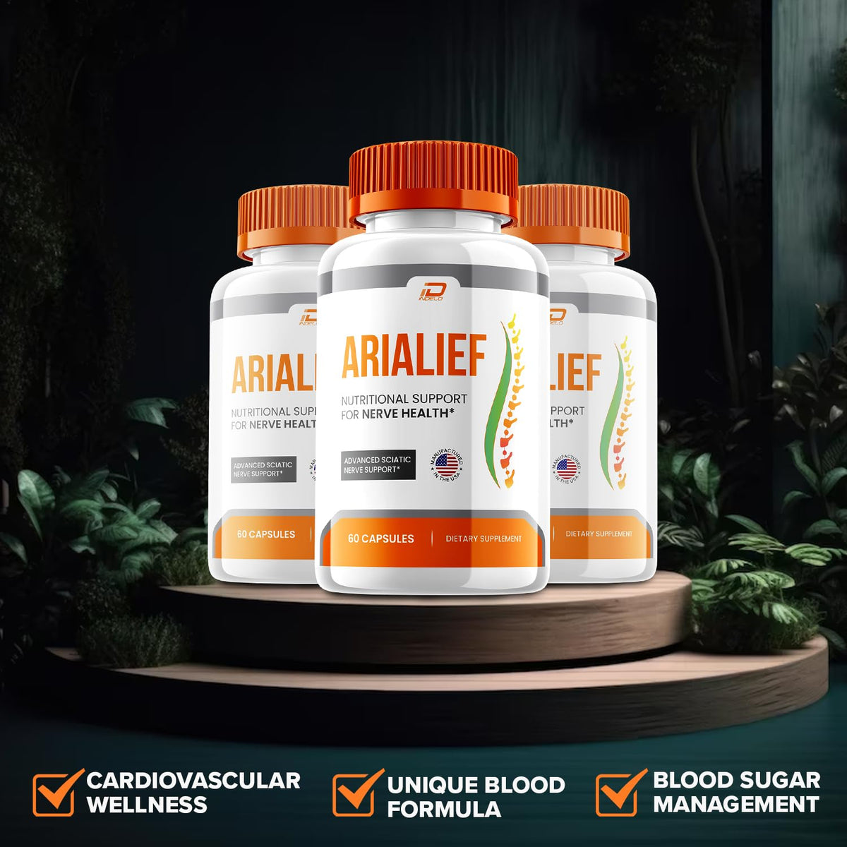 Indelo Arialief capsules sur une table en bois