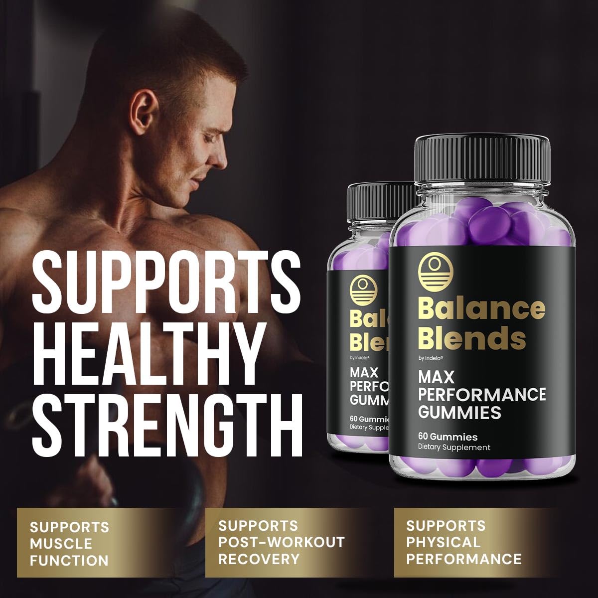 Indelo Balance Blends Gummies 60 Gummies dans une main pour démonstration