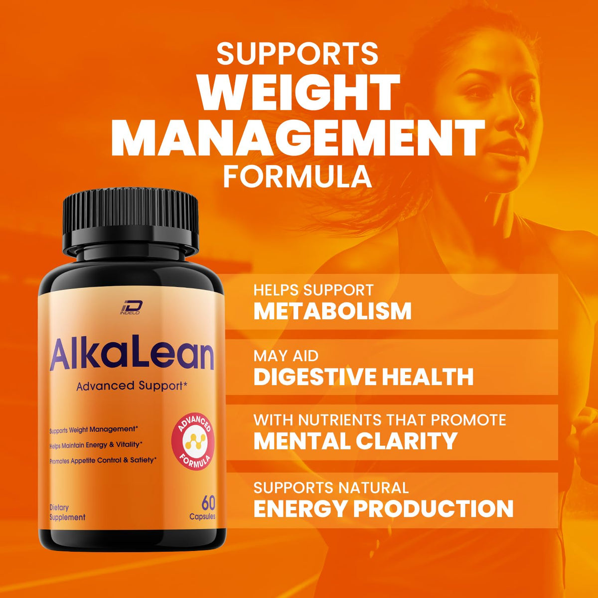 Indelo Capsules Alkalean flacon ouvert avec capsules à l'extérieur