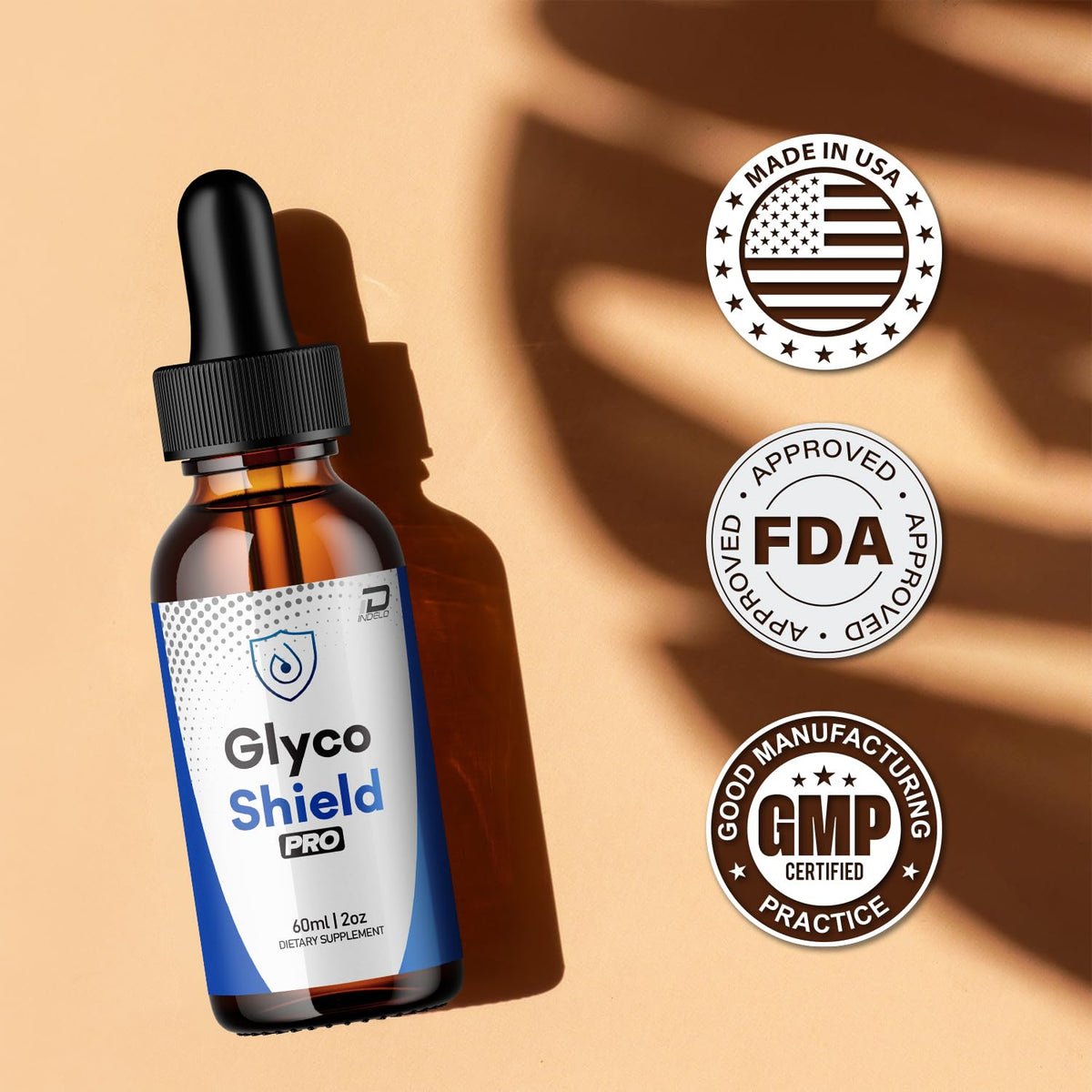Indelo Glyco Shield Pro flacon à côté de baies de hawthorn