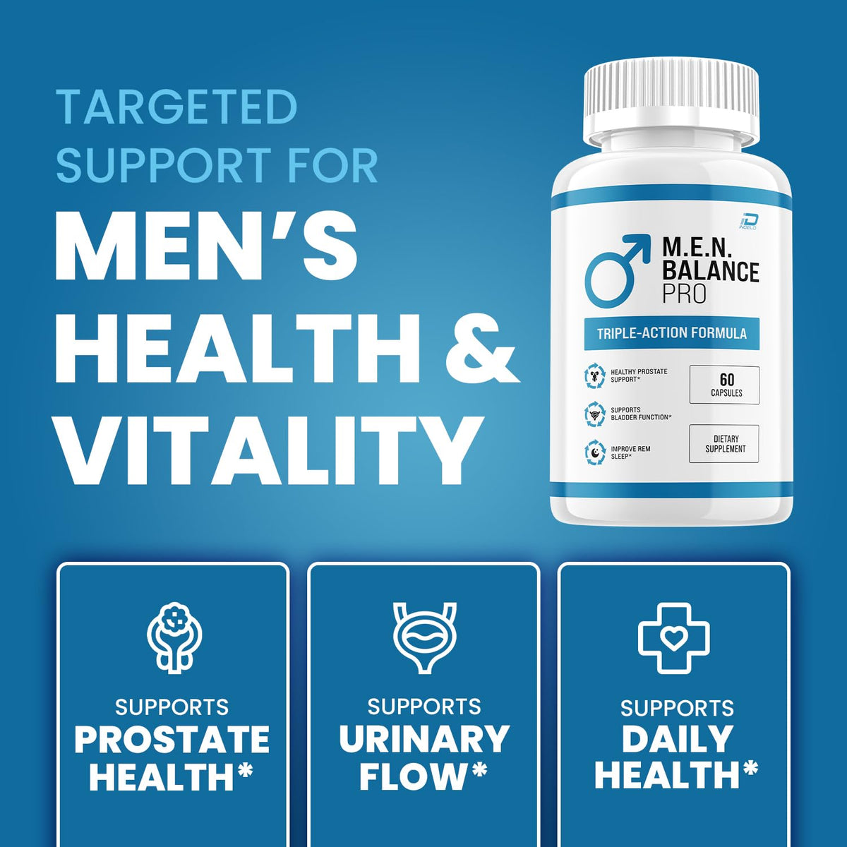 Indelo M.E.N Balance Pro 180 capsules, flacon ouvert avec capsules