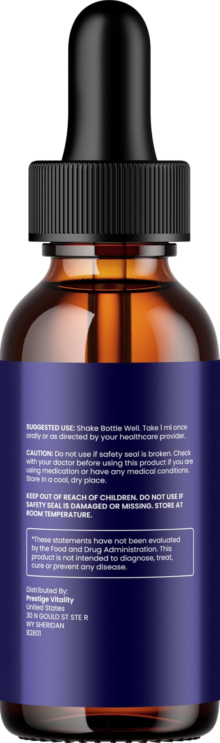 Indelo Neurodyne Liquid Drops affiché avec dimensions du produit