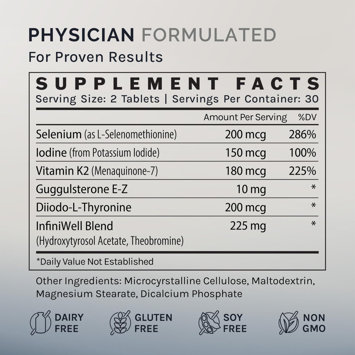InfiniWell Complément Alimentaire Thyroïdien 60 Comprimés - boîte ouverte