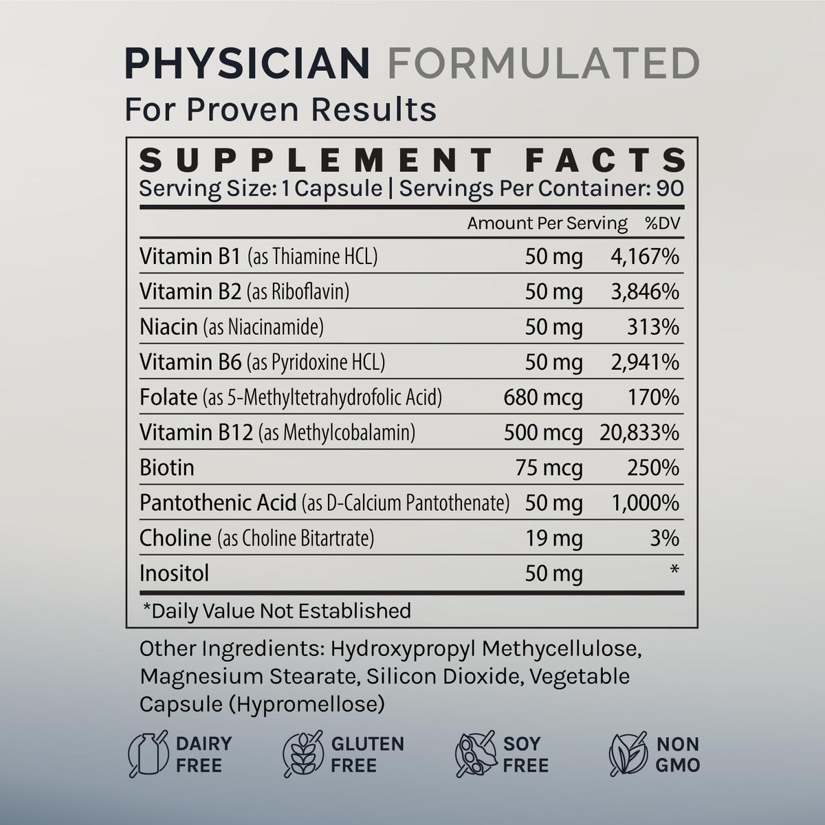 InfiniWell Methylated B Complex flacon ouvert avec capsules visibles