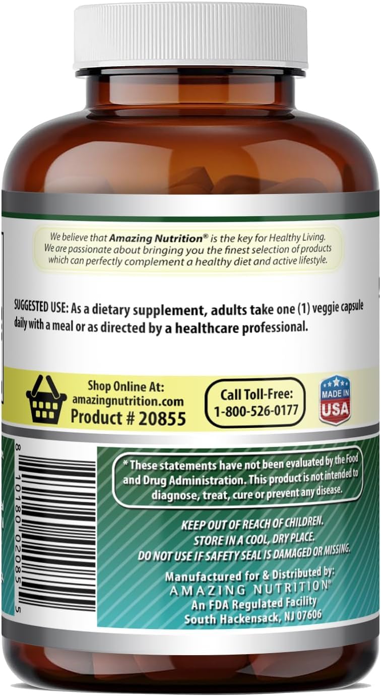 Information nutritionnelle de Biotine 10 000 Mcg Amazing Nutrition sur l'étiquette
