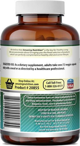 Information nutritionnelle de Biotine 10 000 Mcg Amazing Nutrition sur l'étiquette