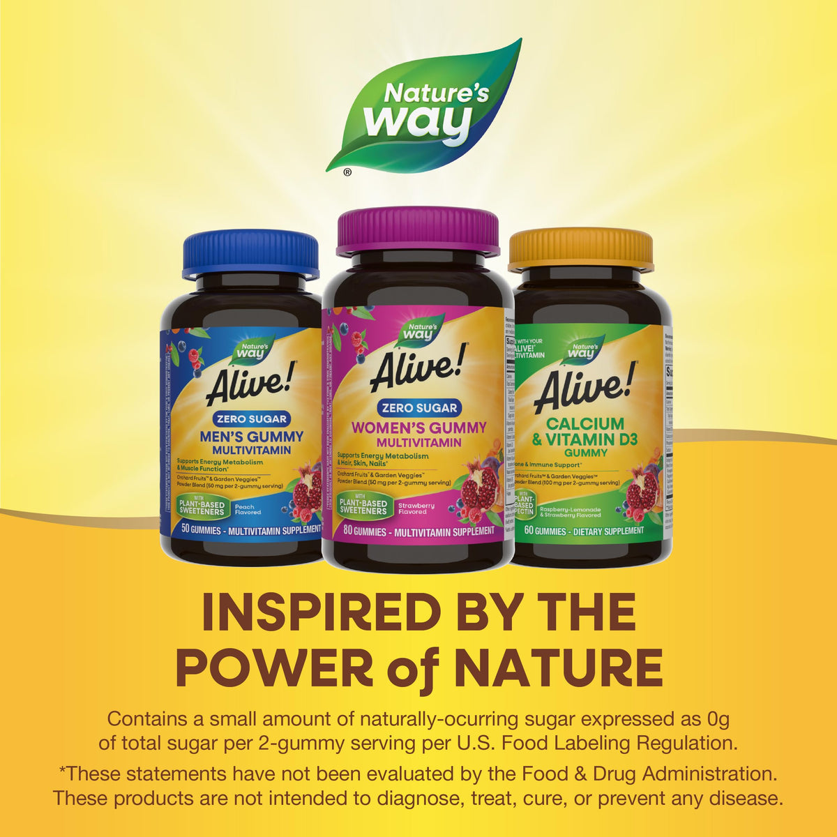 Informations nutritionnelles sur la boîte de gummies Nature's Way