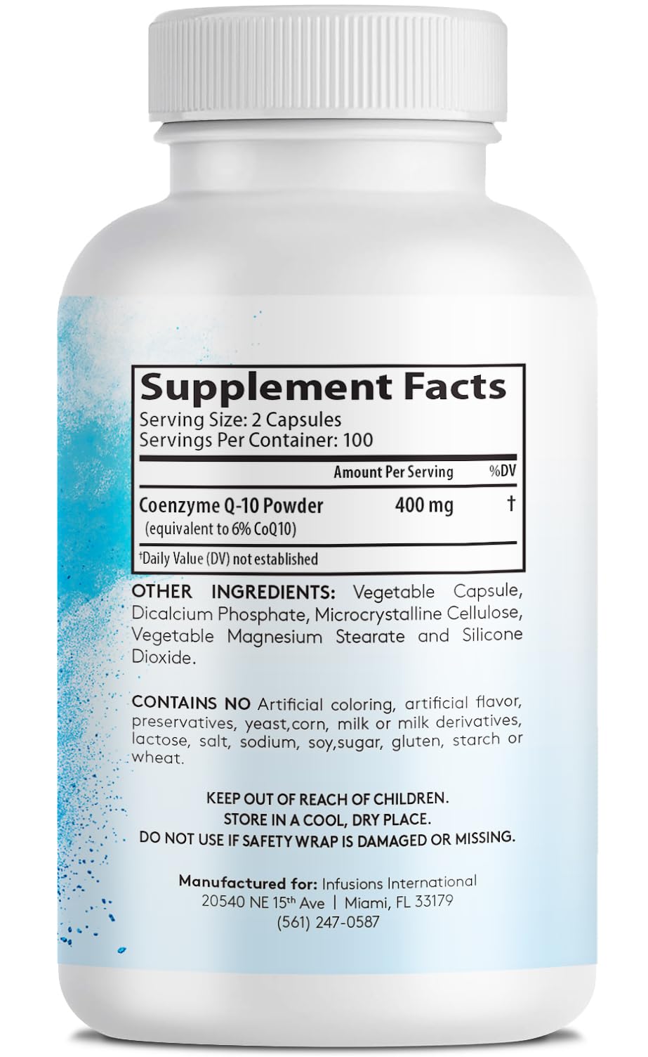Infusions International CoQ10 400mg capsules on a white background