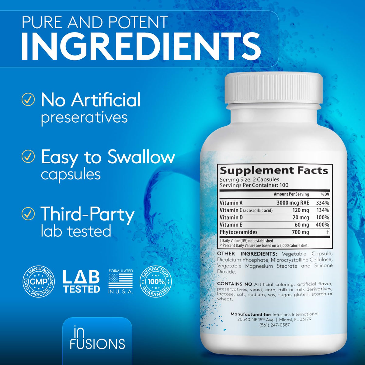 Infusions International Phytocéramides 200 capsules ouvert