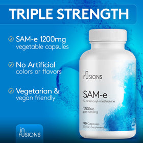 Infusions International SAM-e 1200mg flacon ouvert montrant les capsules