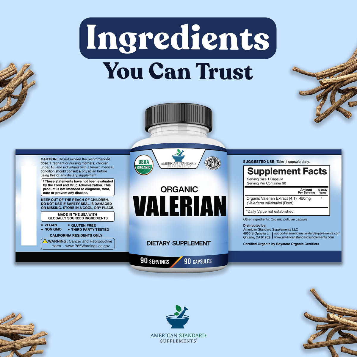 Ingredient de racine de valériane sur un fond naturel