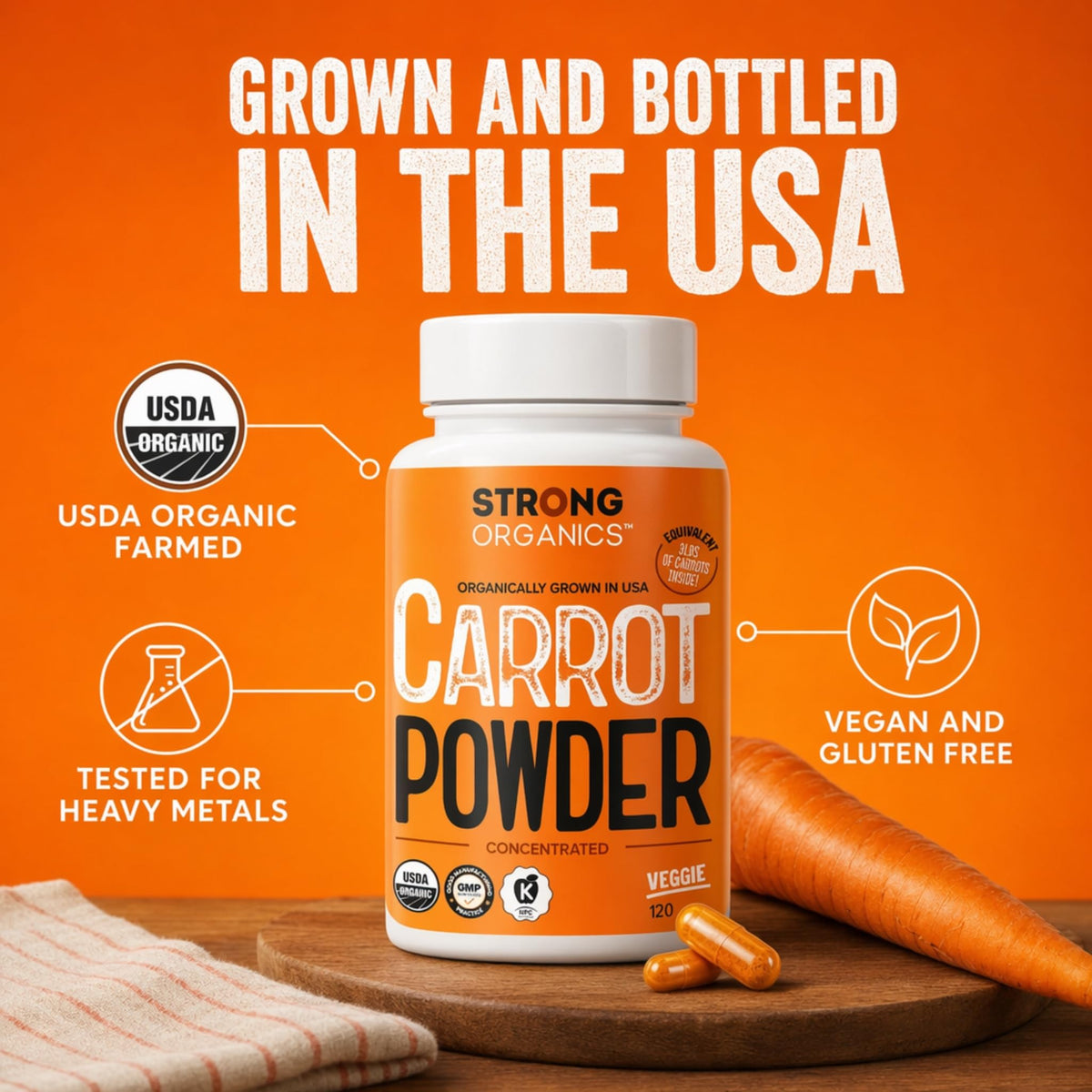 Ingredient principal: Poudre de Jus de Carotte Crue