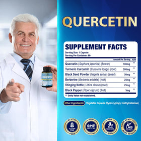 Ingrédients actifs des capsules Organic Cadane sur fond blanc