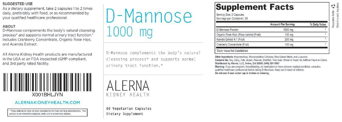 Ingrédients Alerna D-Mannose 1000 mg capsules