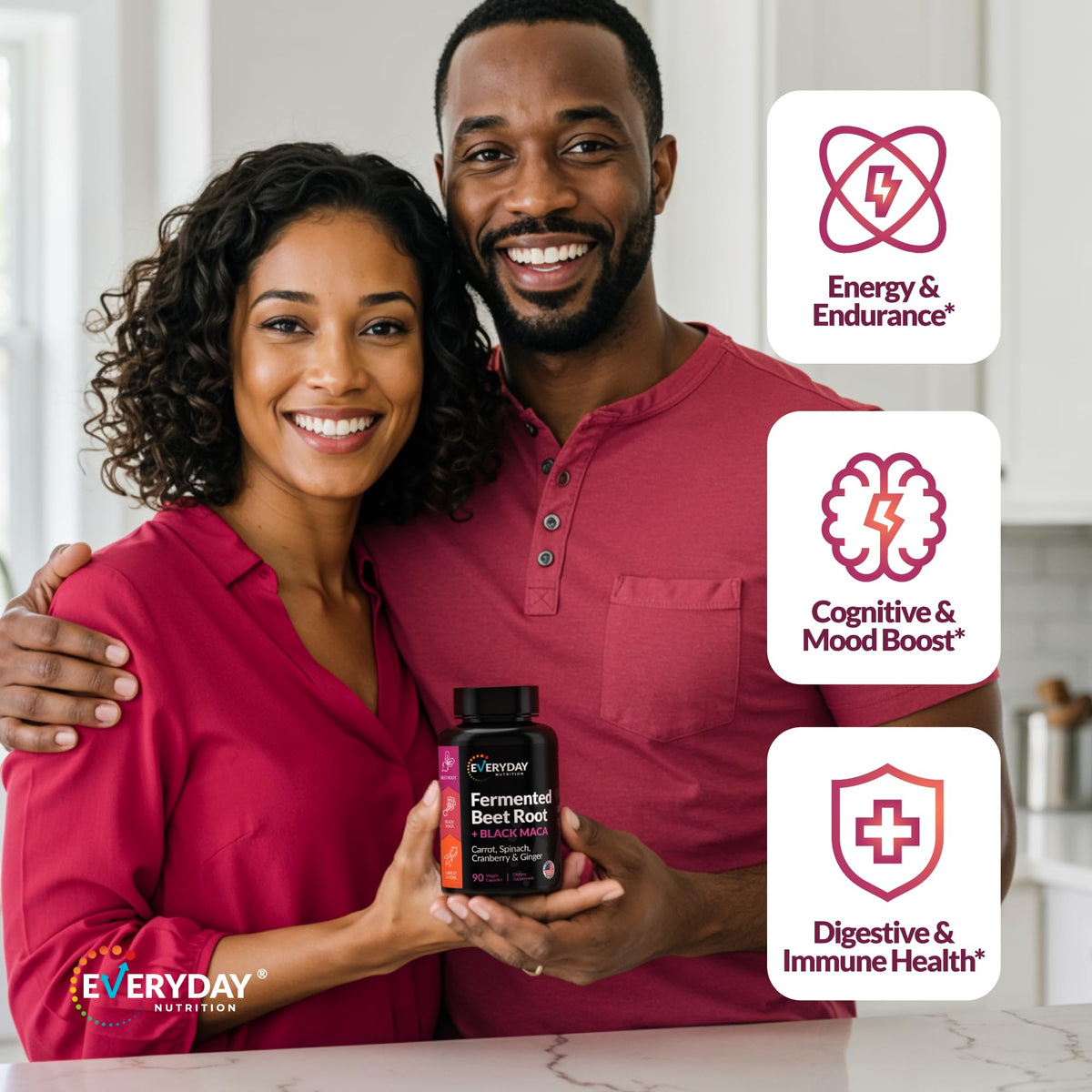 Ingrédients bio de Betterave Fermentée et Maca Noir dans le flacon