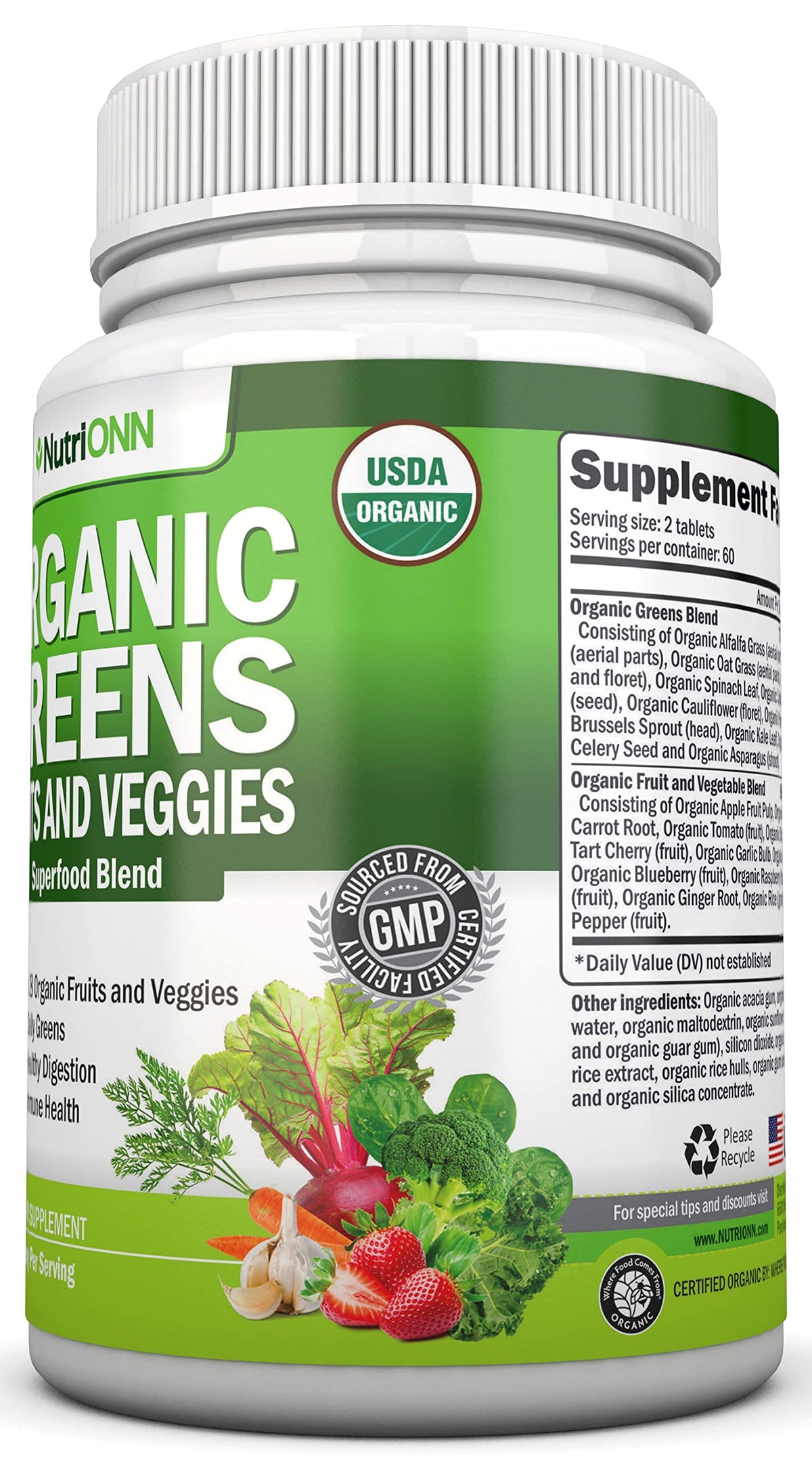 Ingrédients bio des capsules NutriONN Super Greens