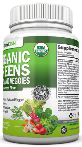 Ingrédients bio des capsules NutriONN Super Greens