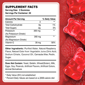 Ingrédients bio des Gummies ACEYO Potassium Magnésium en arrière-plan